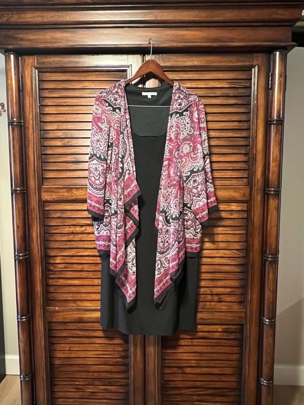 Studio‎ One Paisley Handkerchief Hem Layered Dress Boho Black and Purple Sz 18W